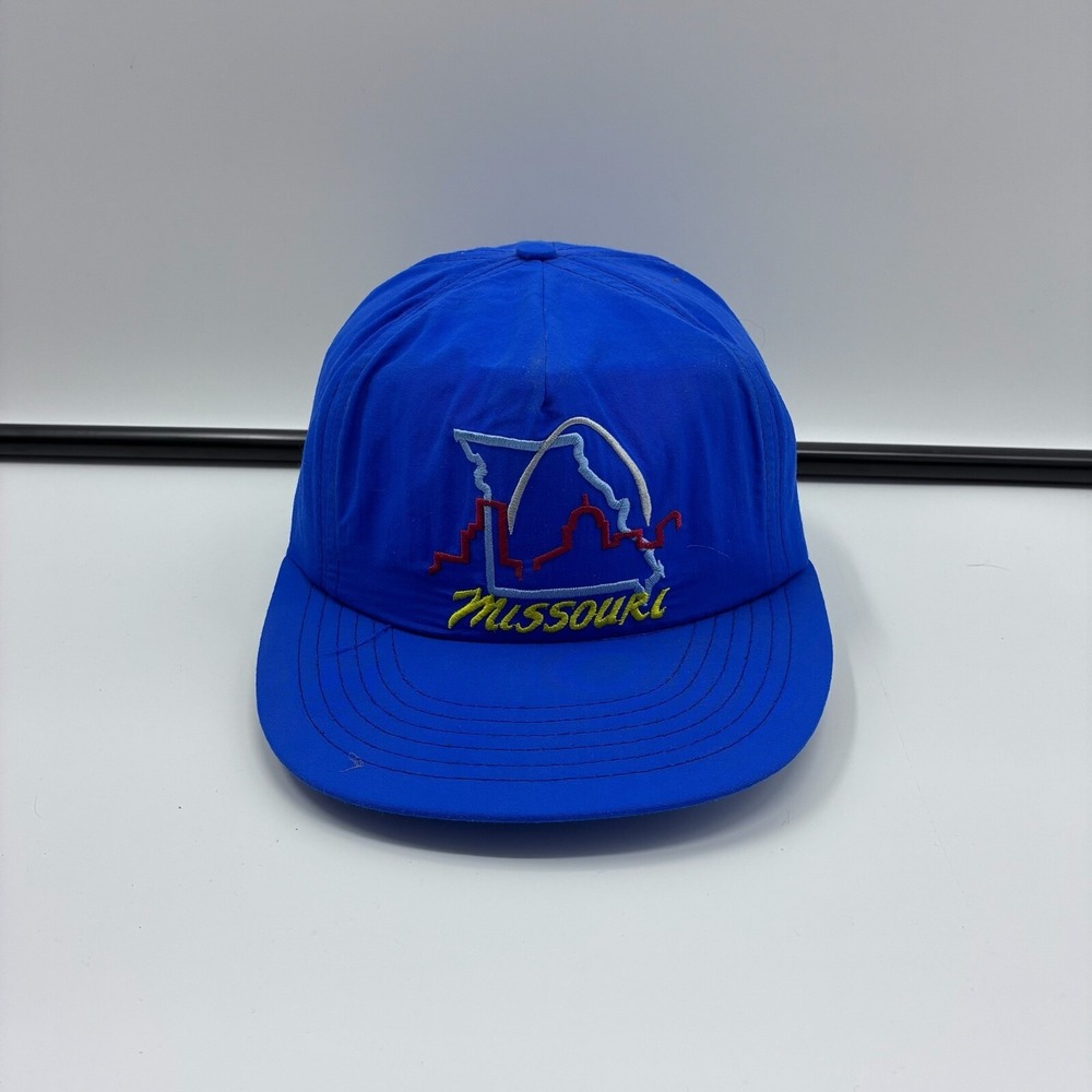 Vintage Missouri Hat Cap Snapback Blue‎ Nylon Embroidered City Skyline State
